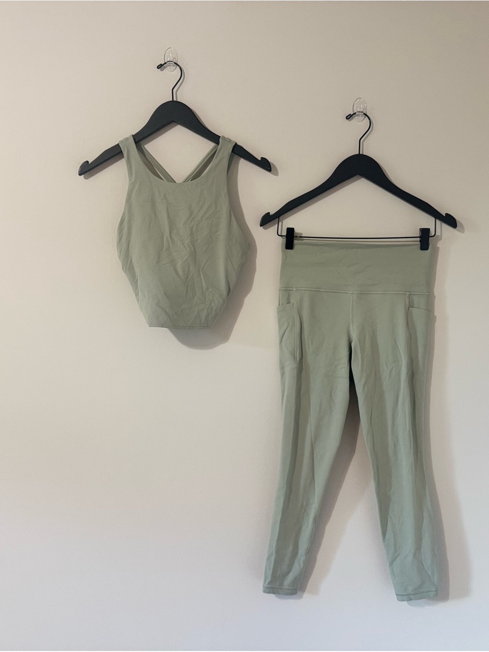 Sage Green Two Piece Set Workout crop tank